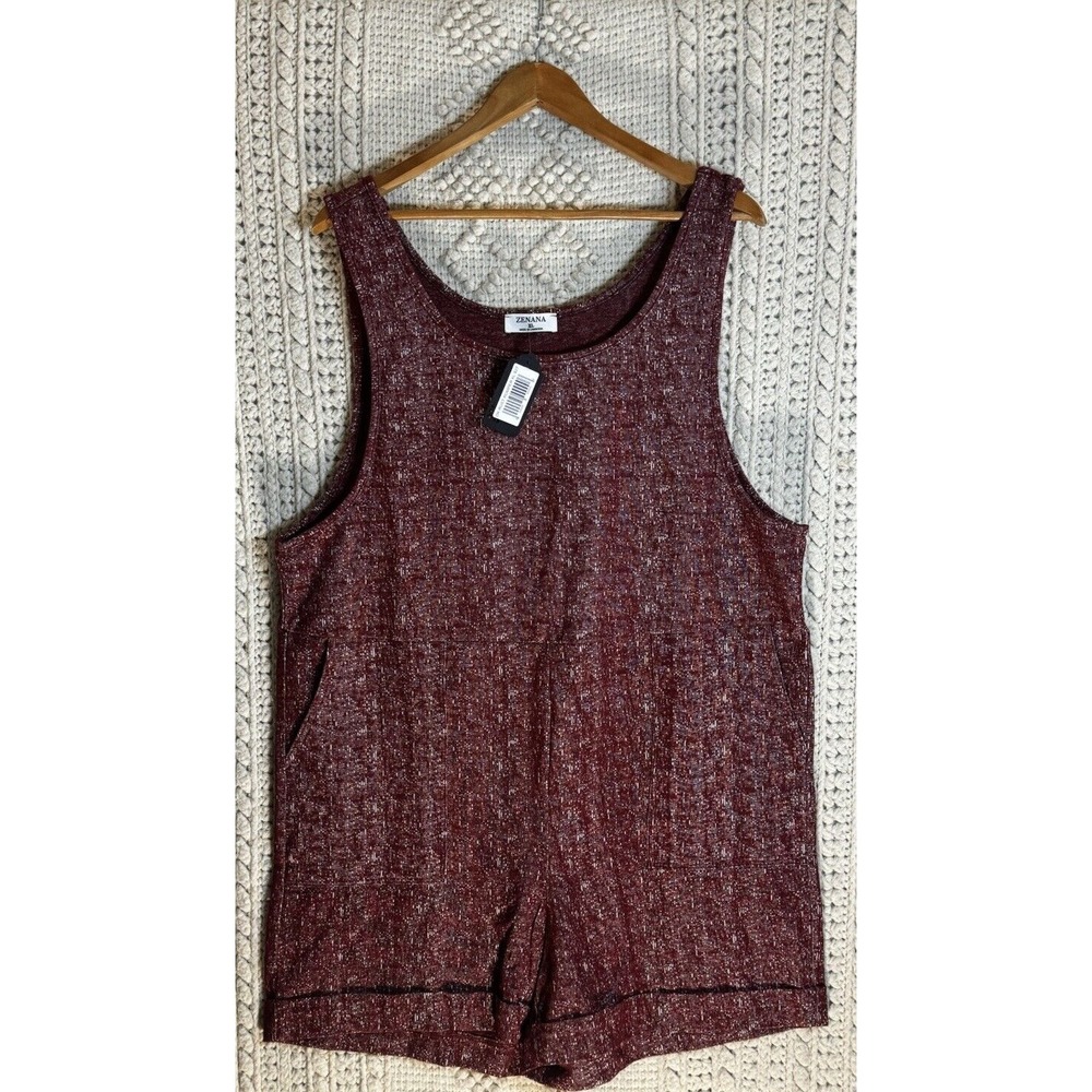 Zenana Women's Romper Shorts Red Rust Speckled- Size 1X‎